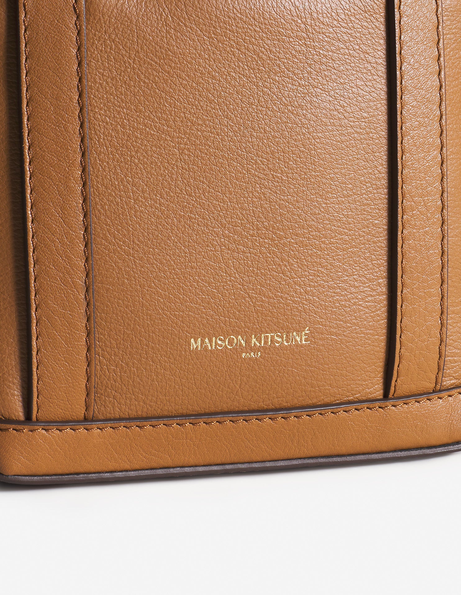 Fox head leather mini shopping bag - Brown