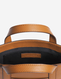 Fox head leather mini shopping bag - Brown