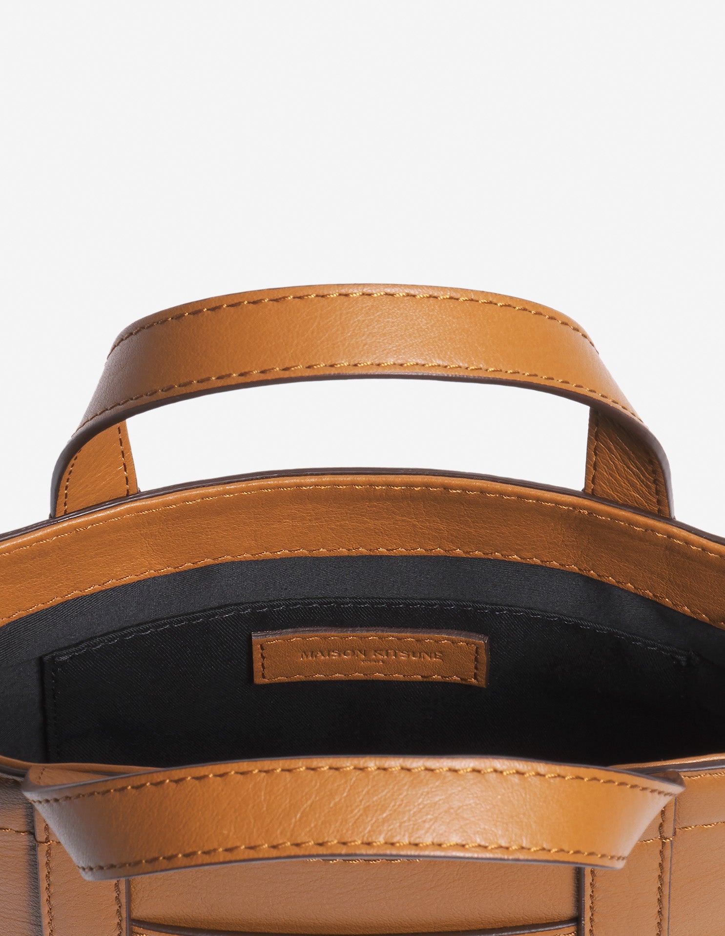 Fox head leather mini shopping bag - Brown