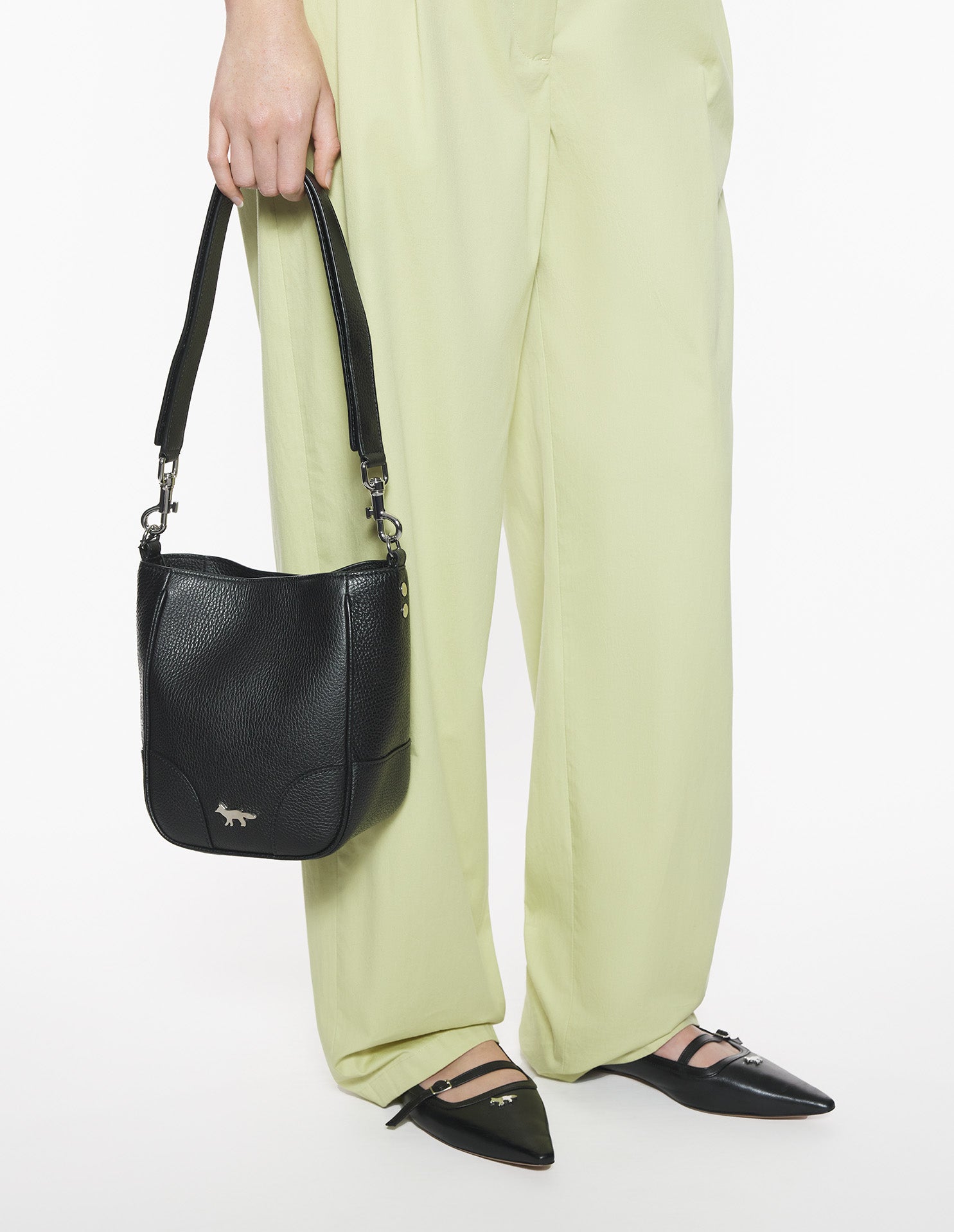 Leather boogie bucket bag - Black