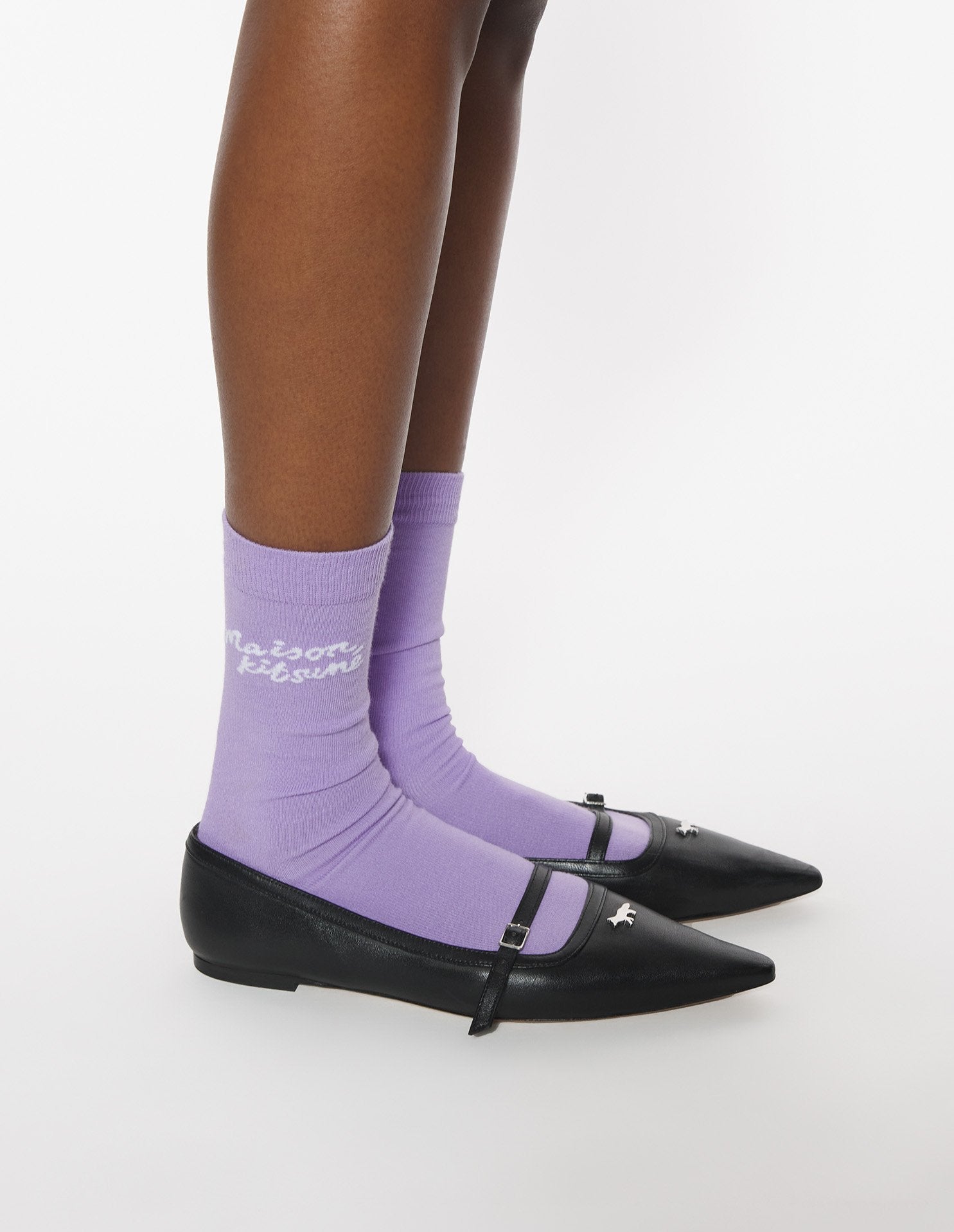 Maison Kitsuné embroidered socks - Lavender Fields