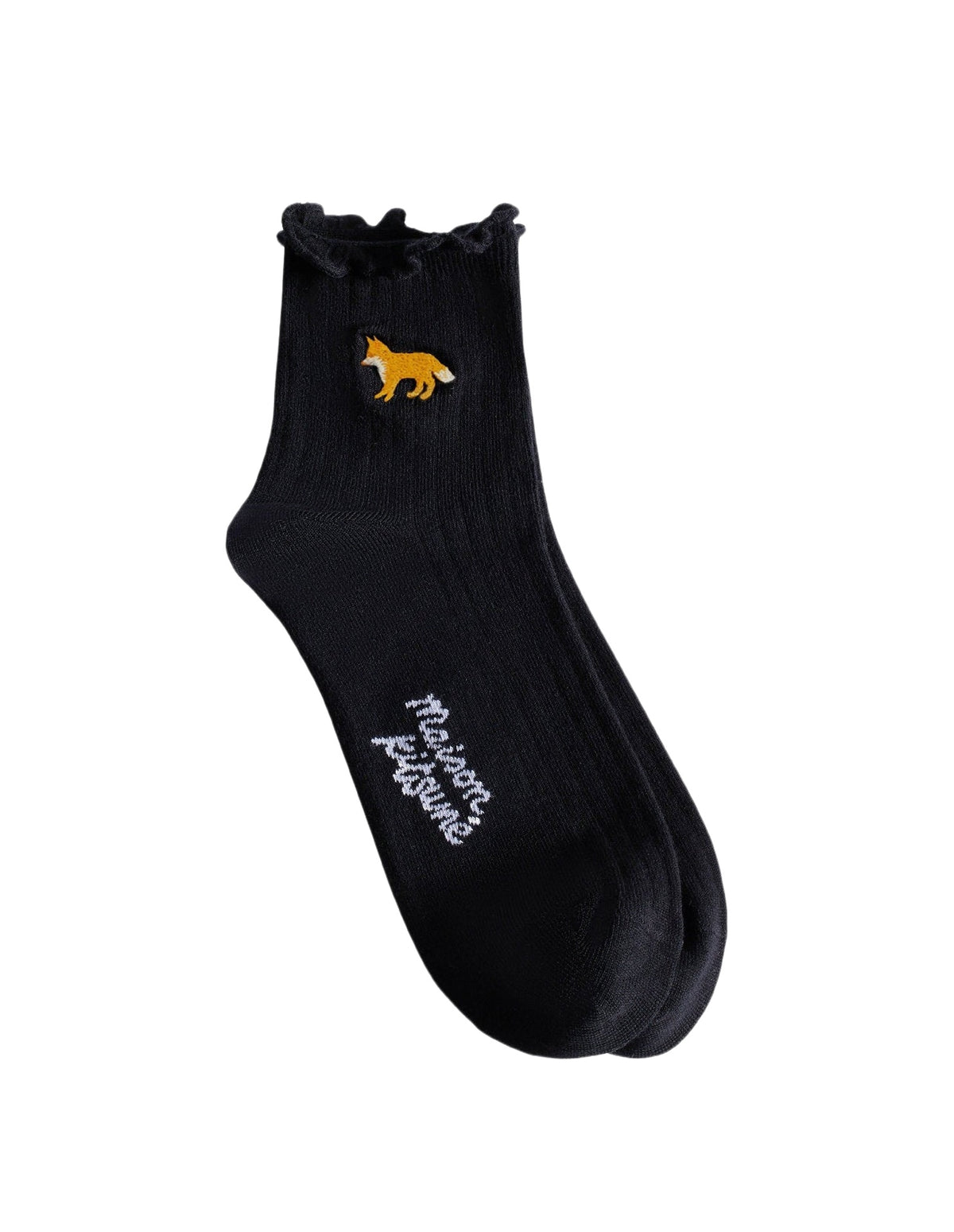 Chaussettes Baby Fox brodé Handwriting - Black