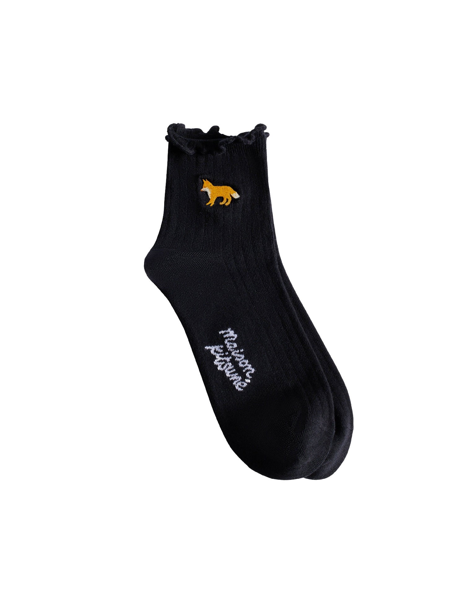 Chaussettes Baby Fox brodé Handwriting - Black