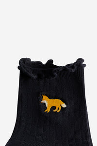 Baby Fox Handwriting Socks - Black