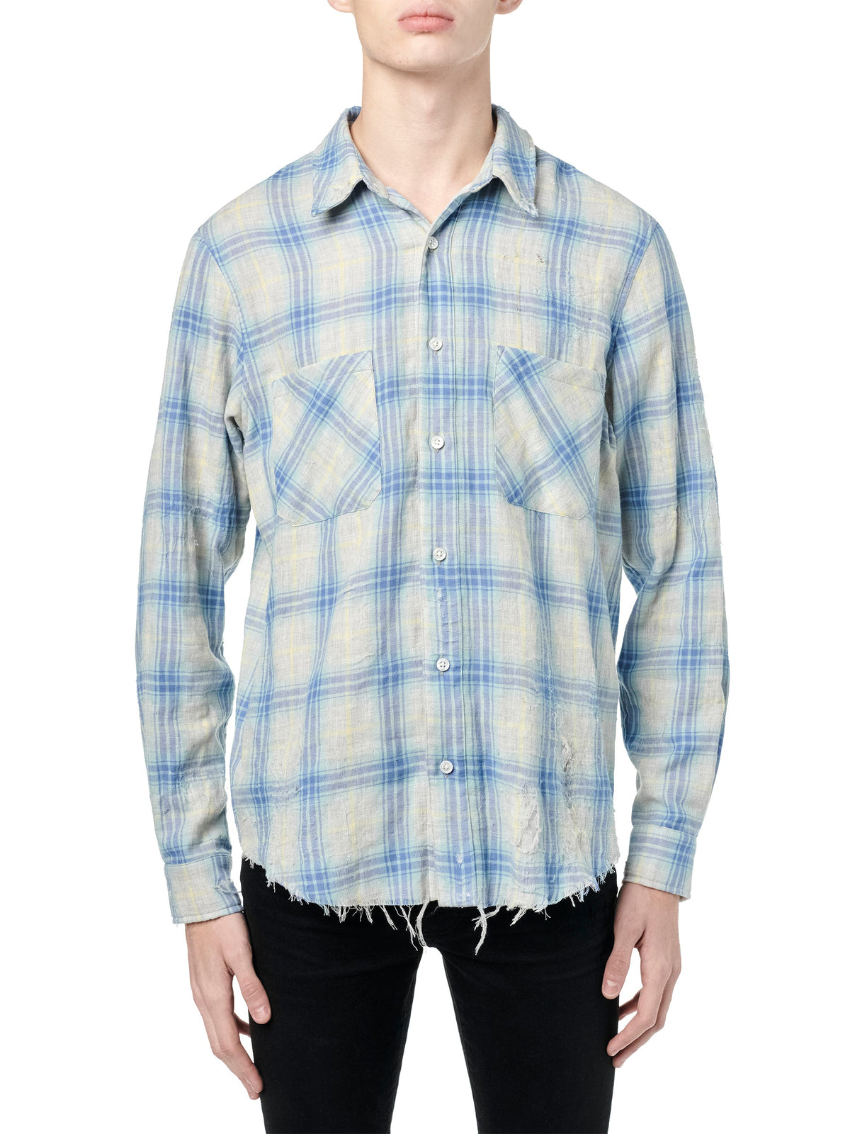 DOUBLE FACE DISTRESSED SHIRT