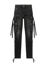 Pantalon cargo tactique en denim - Aged Black