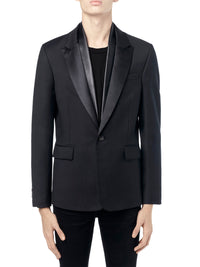 LEATHER SCARF BLAZER