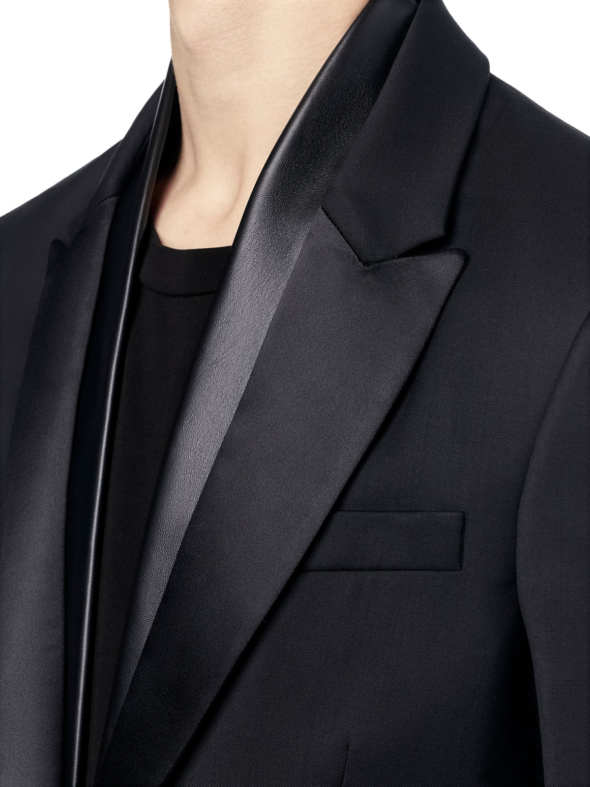 LEATHER SCARF BLAZER