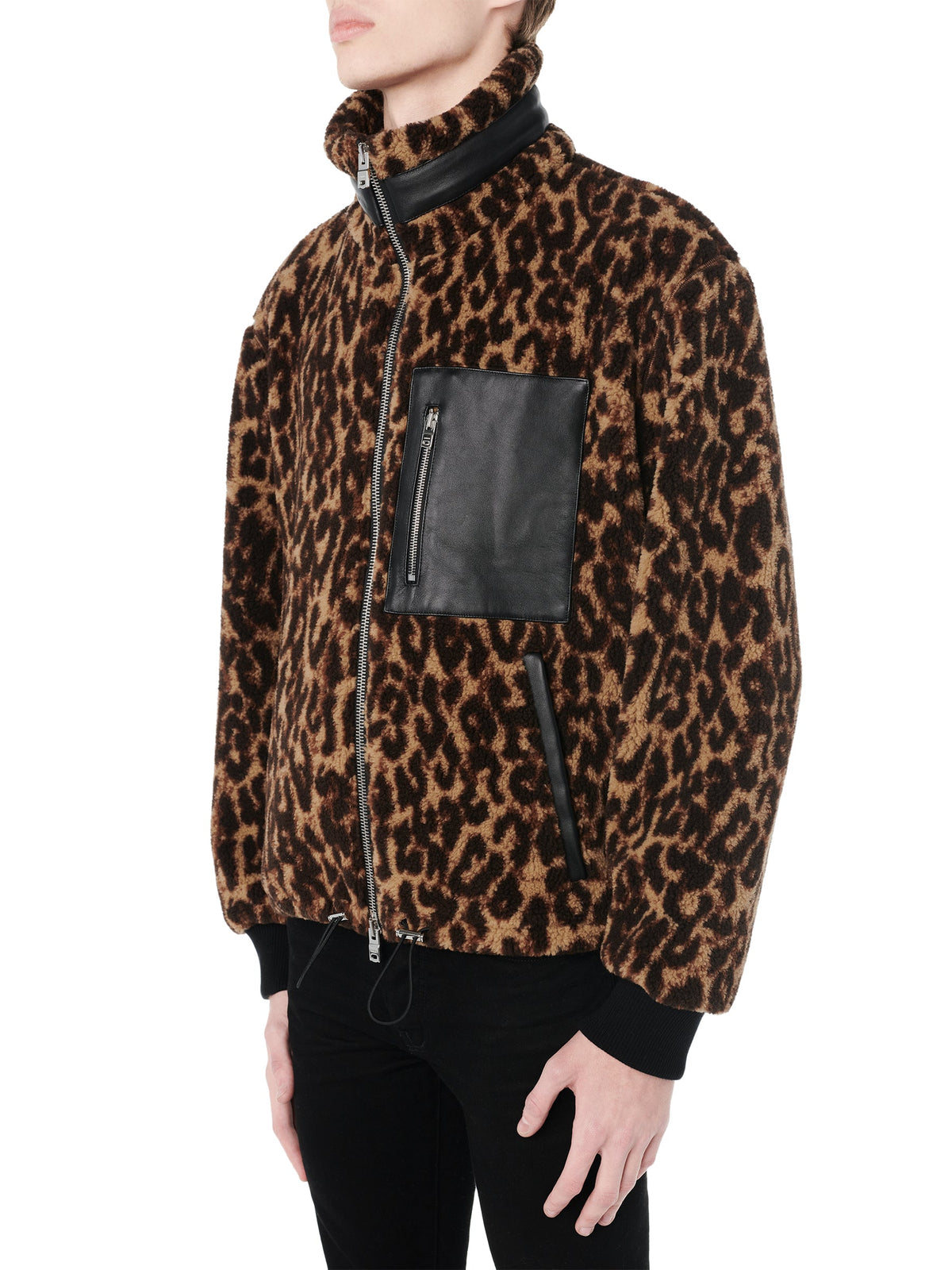 PRINTED LEOPARD FLEECE JACKET