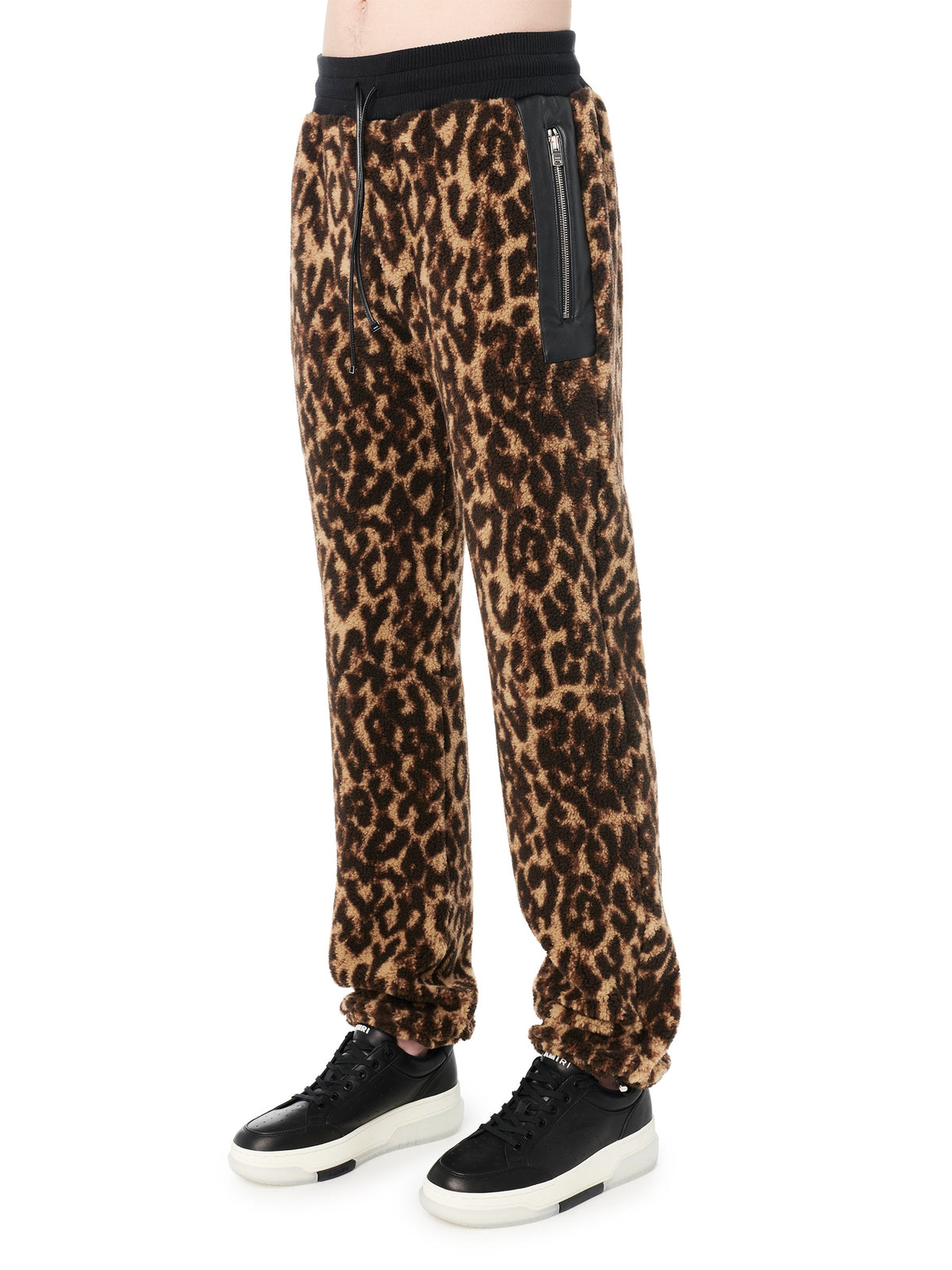 PRINTED LEOPARD FLEECE PANTS
