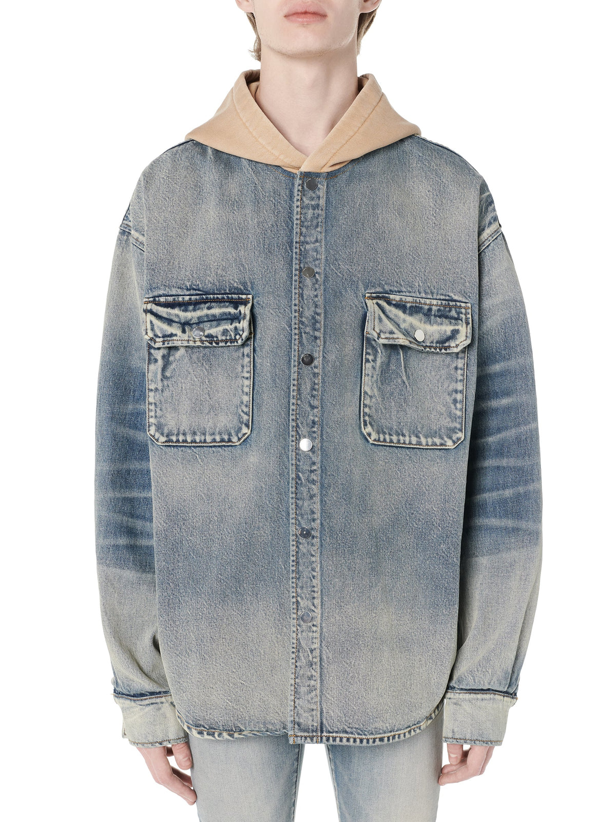 DENIM HOODED OVERSHIRT