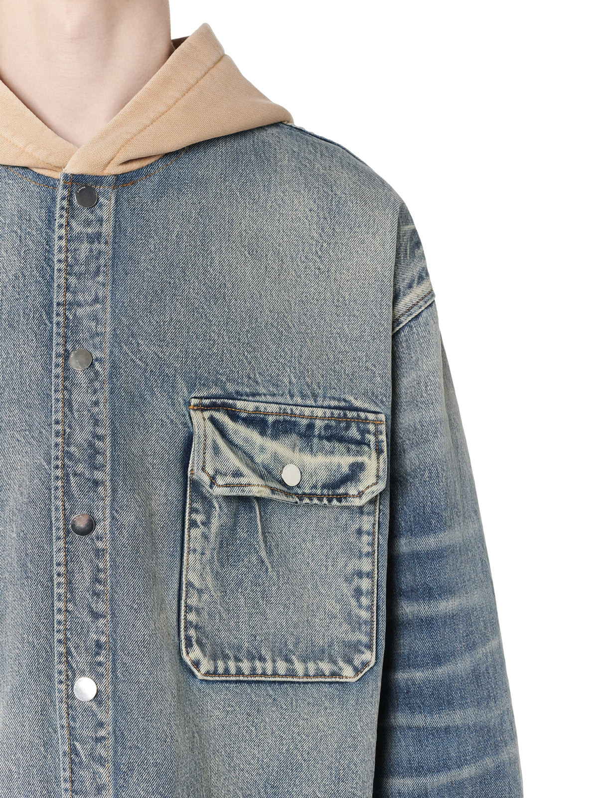 DENIM HOODED OVERSHIRT