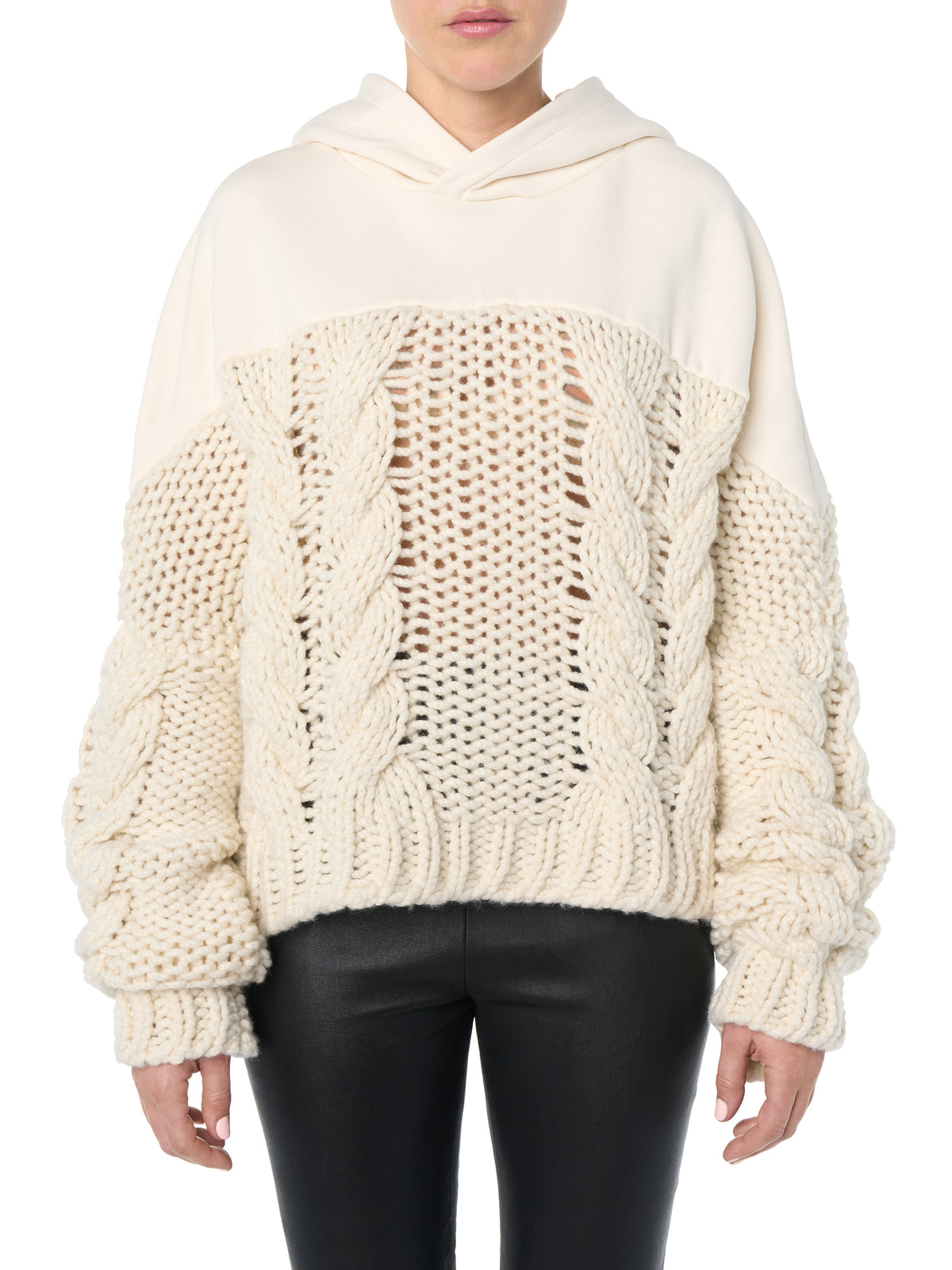 HYBRID HOODIE / TERRY + CABLE