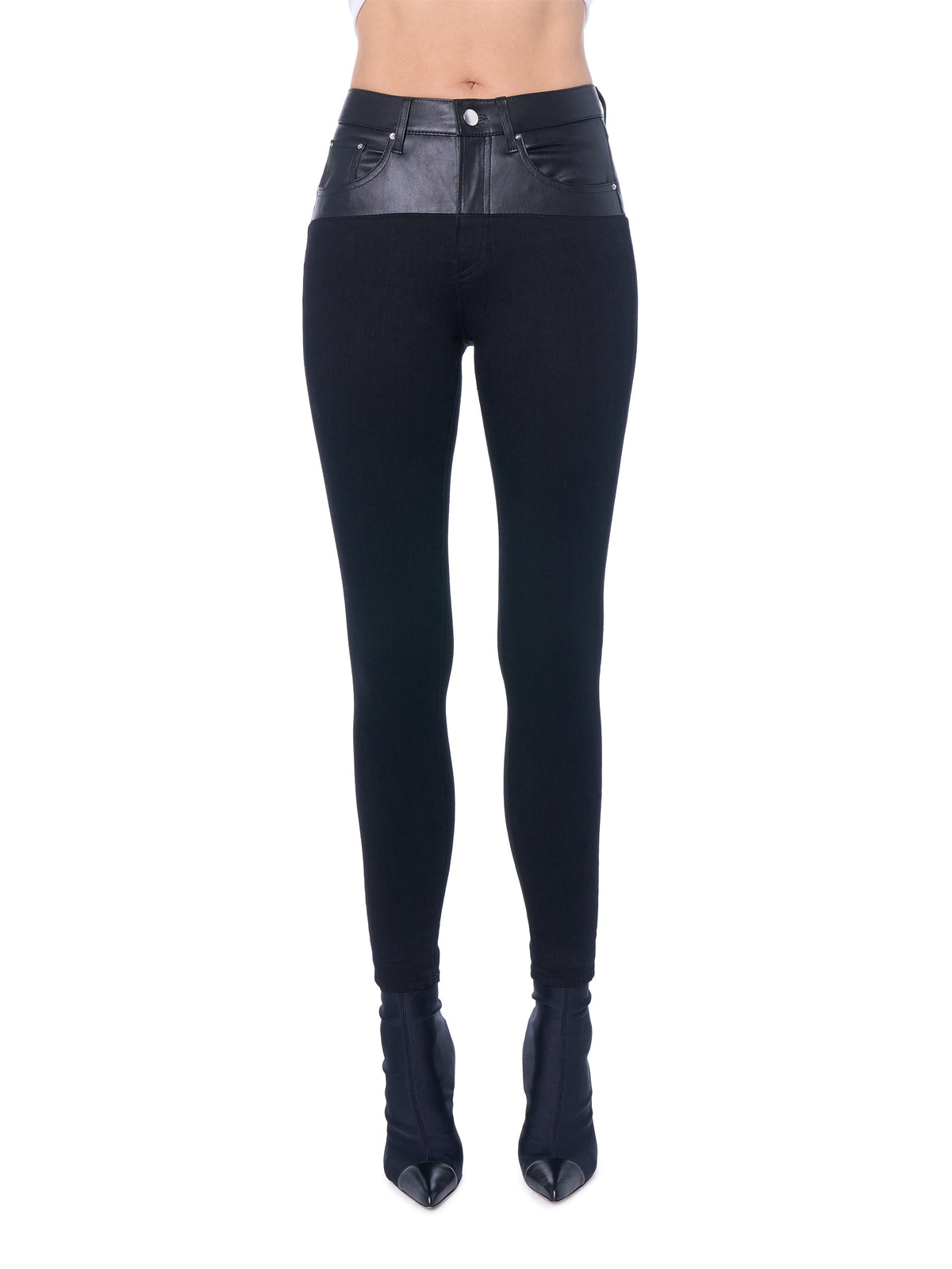 CONTRAST SKINNY W/ LEATHER