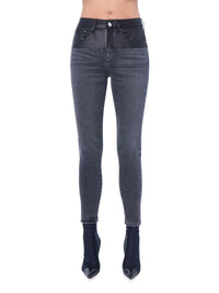 CONTRAST SKINNY W/ LEATHER