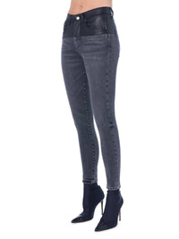 CONTRAST SKINNY W/ LEATHER