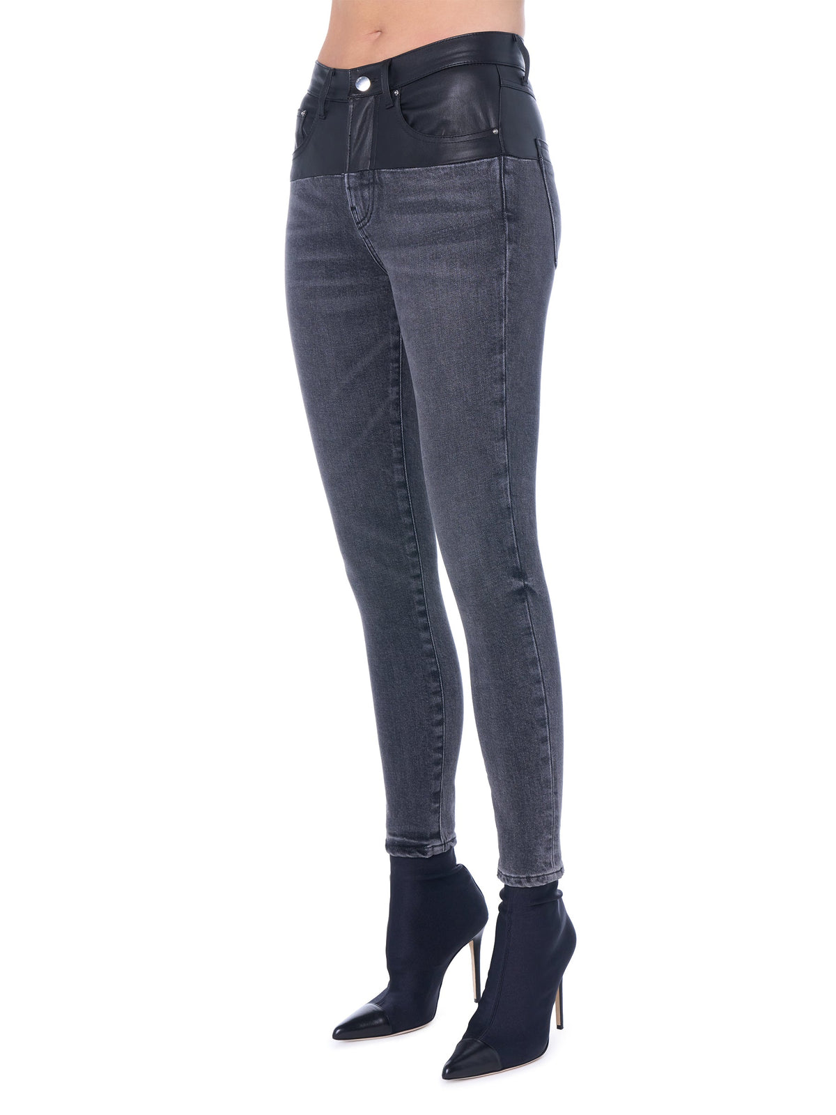 CONTRAST SKINNY W/ LEATHER