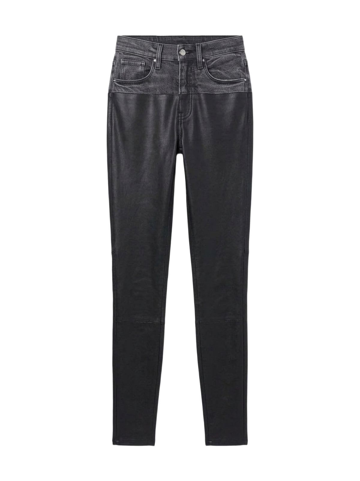 CONTRAST LEATHER SKINNY