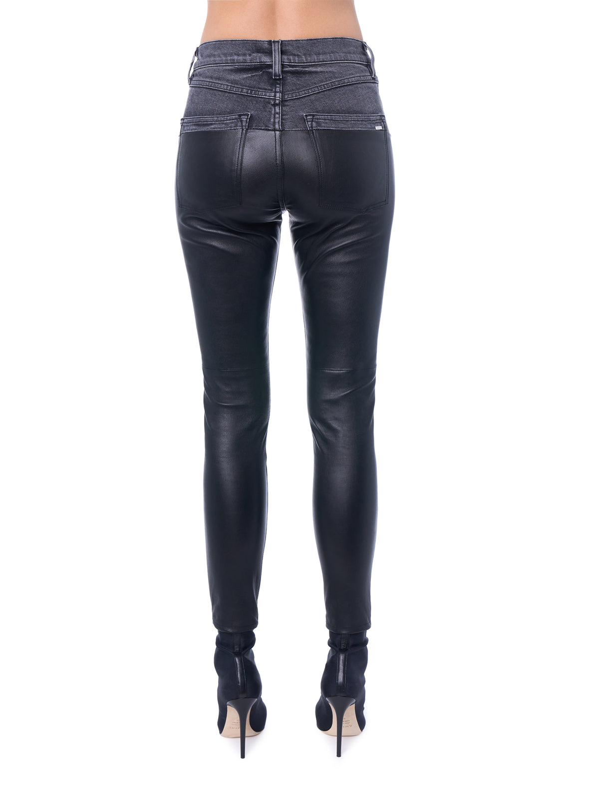 CONTRAST LEATHER SKINNY