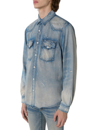CAMO APPLIQUE DENIM SHIRT