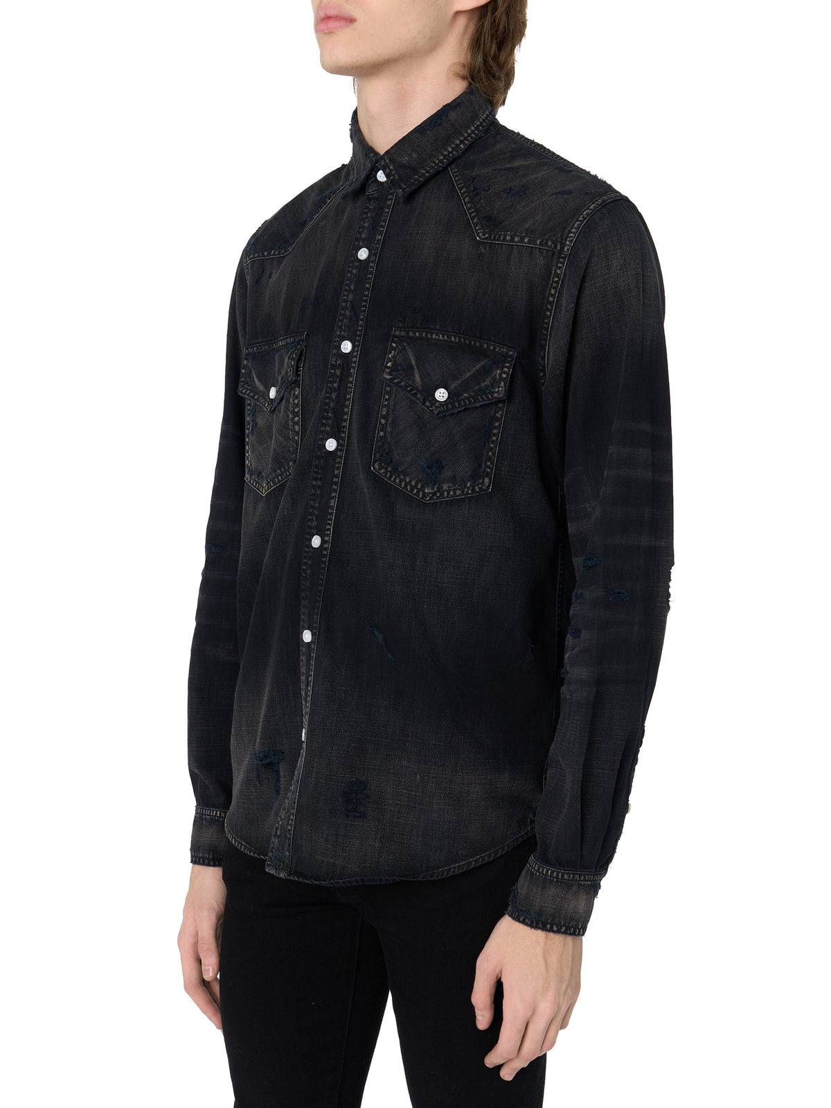 CAMO APPLIQUE DENIM SHIRT