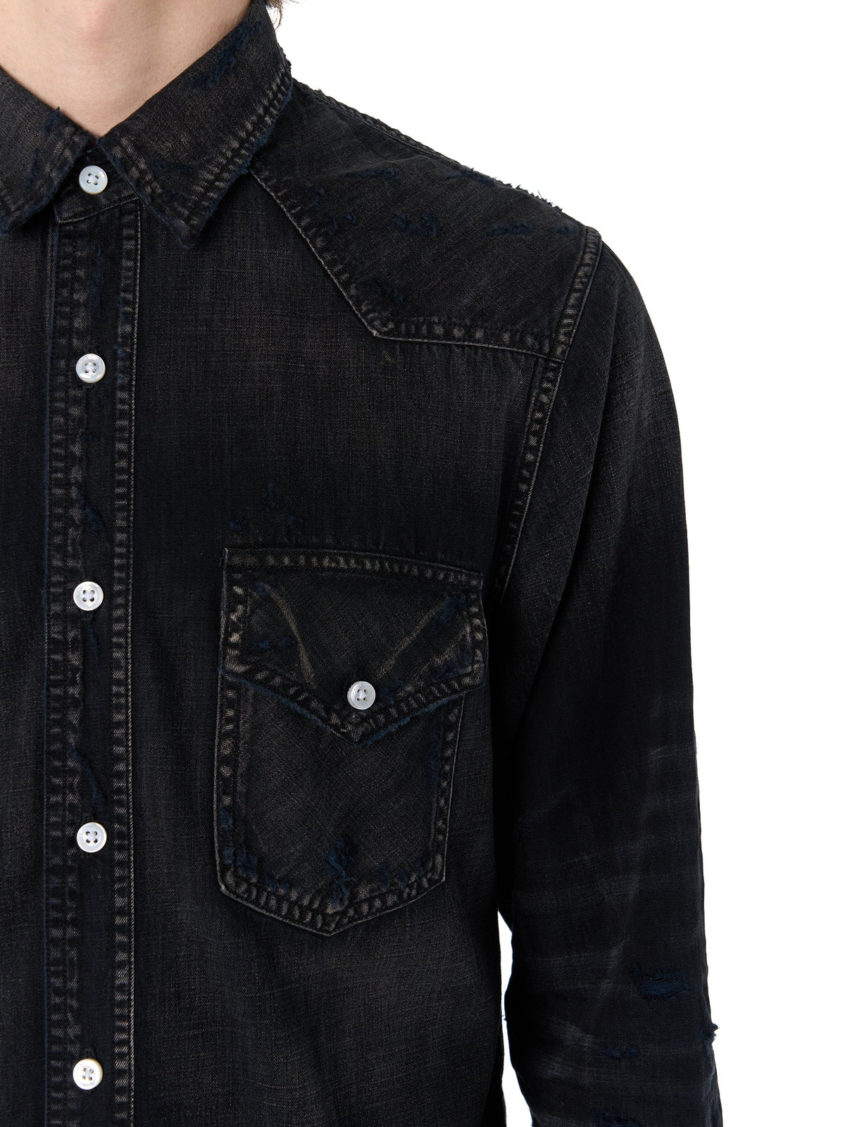 CAMO APPLIQUE DENIM SHIRT