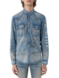 MILITARY STENCIL DENIM SHIRT