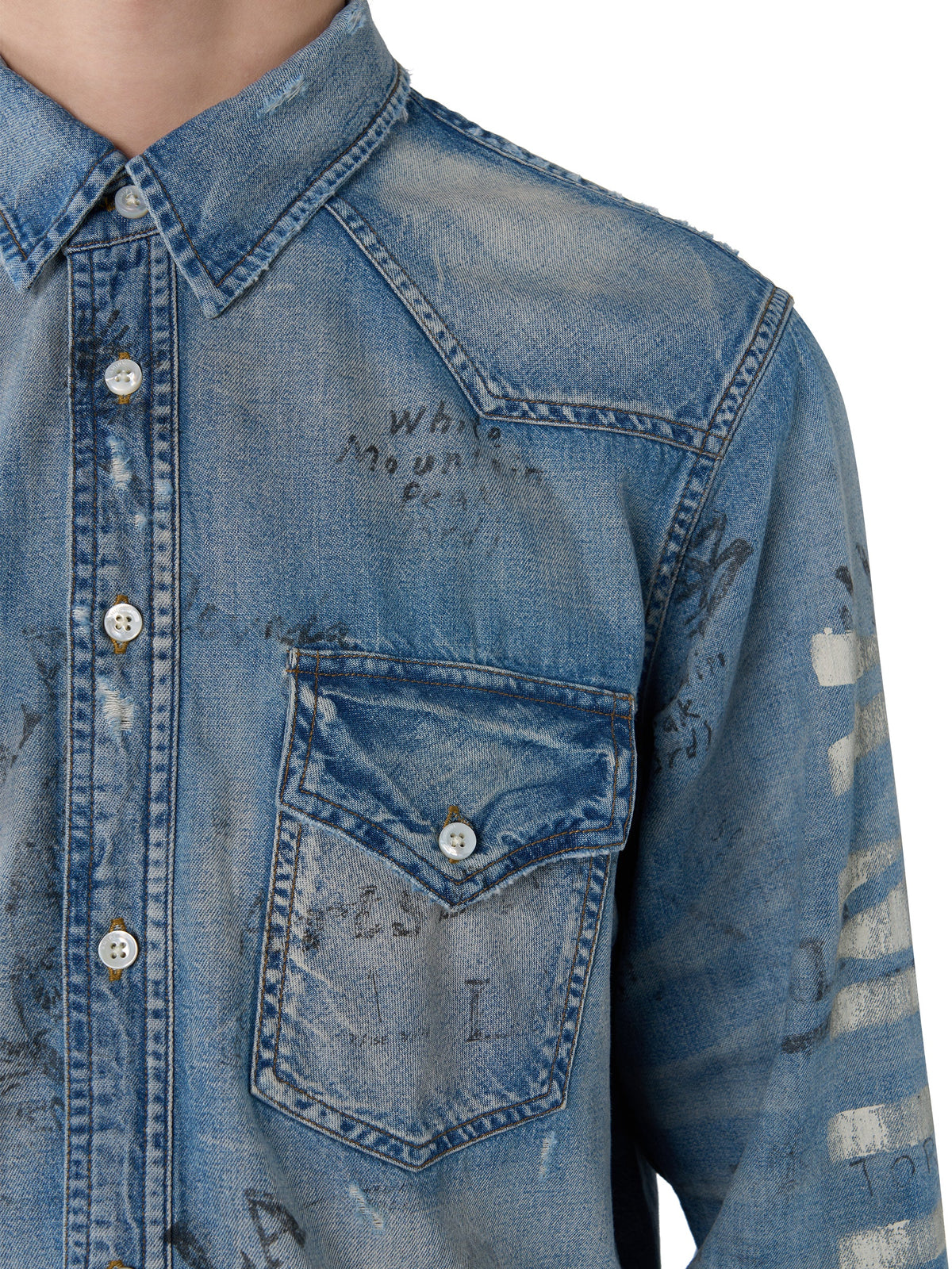 MILITARY STENCIL DENIM SHIRT