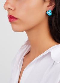 Boucles d'oreilles Capri en Or blanc et rose 18K et Diamant & Turquoise