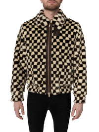 CHECKERED FAUX FUR BLOUSON