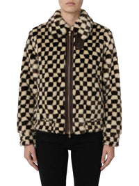 CHECKERED FAUX FUR BLOUSON