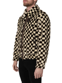 CHECKERED FAUX FUR BLOUSON