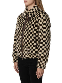 CHECKERED FAUX FUR BLOUSON