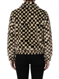 CHECKERED FAUX FUR BLOUSON