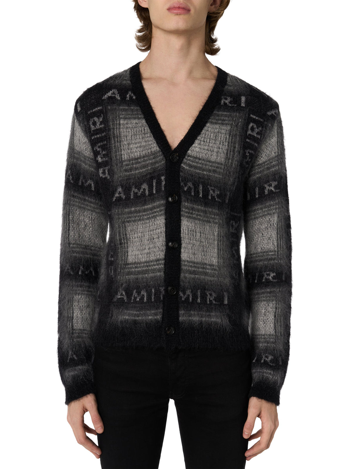 MOHAIR SHADOW PLAID CARDIGAN