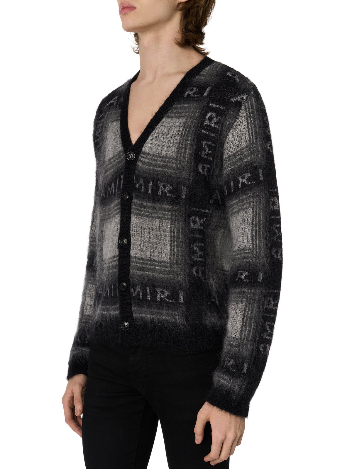 MOHAIR SHADOW PLAID CARDIGAN