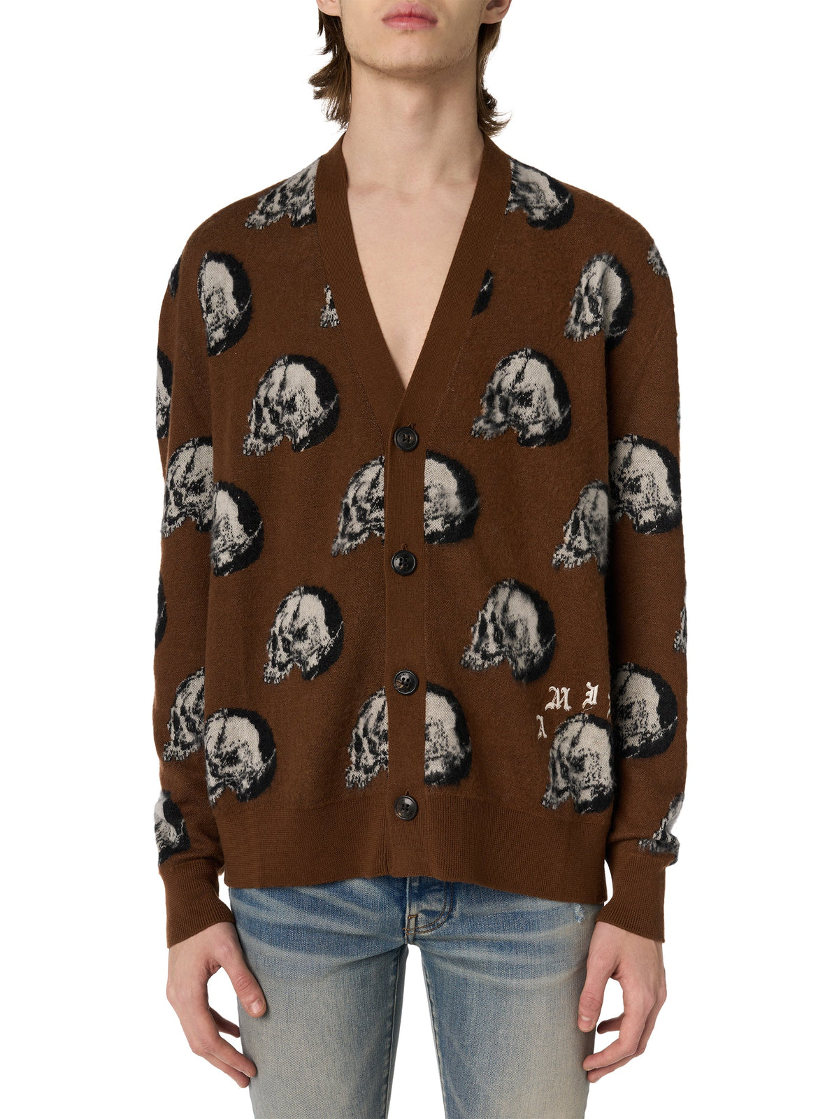 WES LANG REPEAT SKULL CARDIGAN