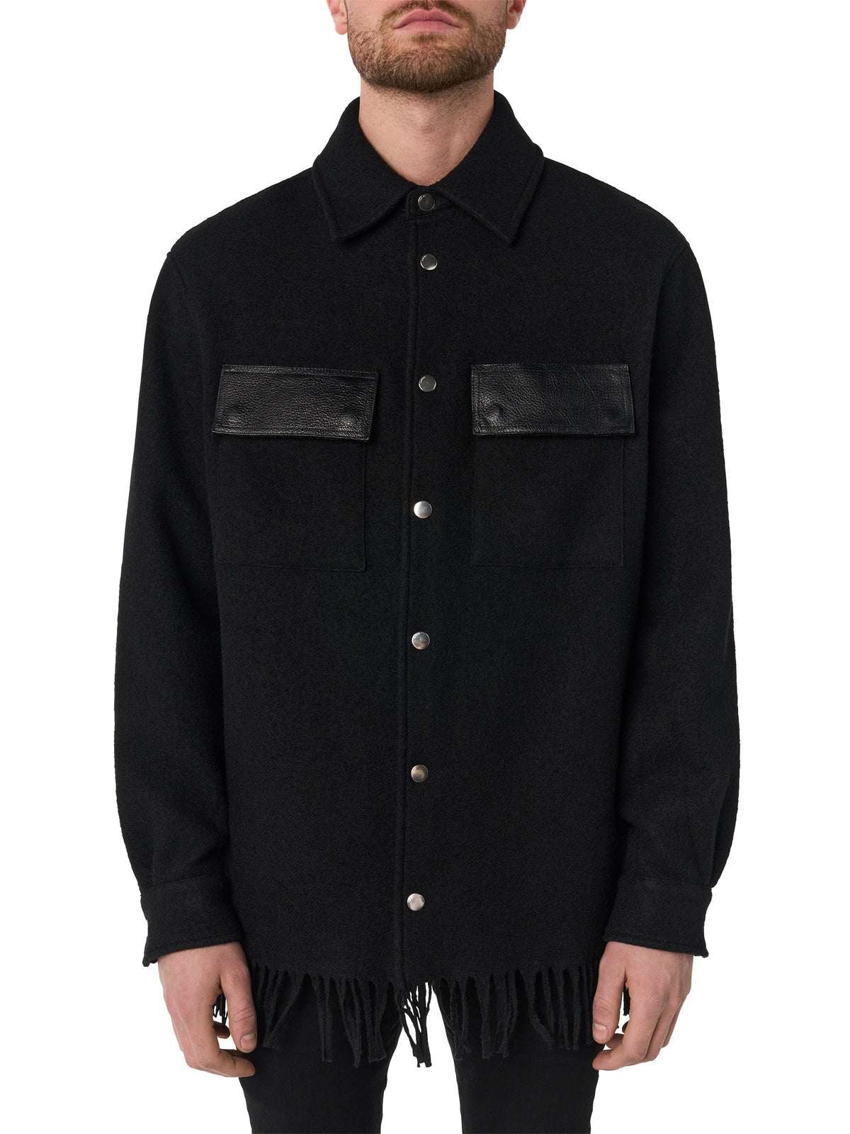 BUTTON FRINGE PADDED OVERSHIRT