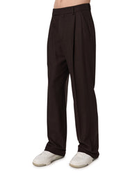 WOOL FLANNEL DBL PLEATED PANTS