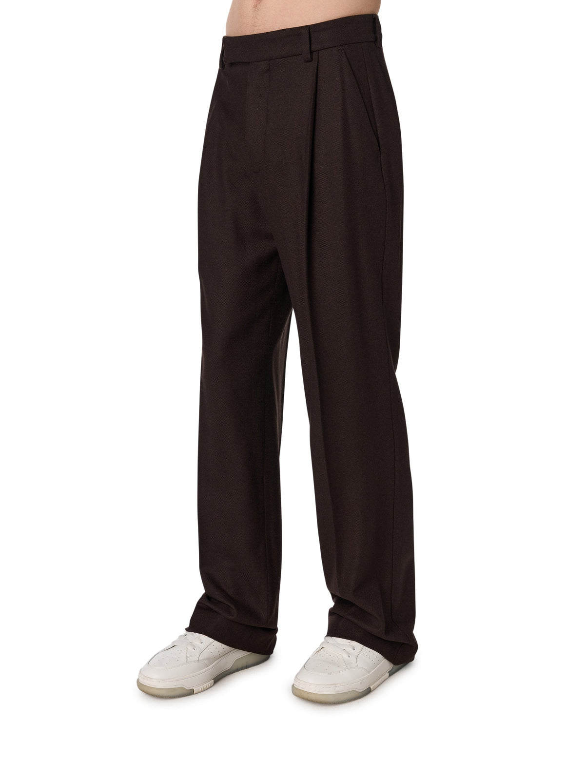 WOOL FLANNEL DBL PLEATED PANTS