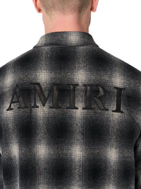 AMIRI LEATHER APPLIQUE SHIRT