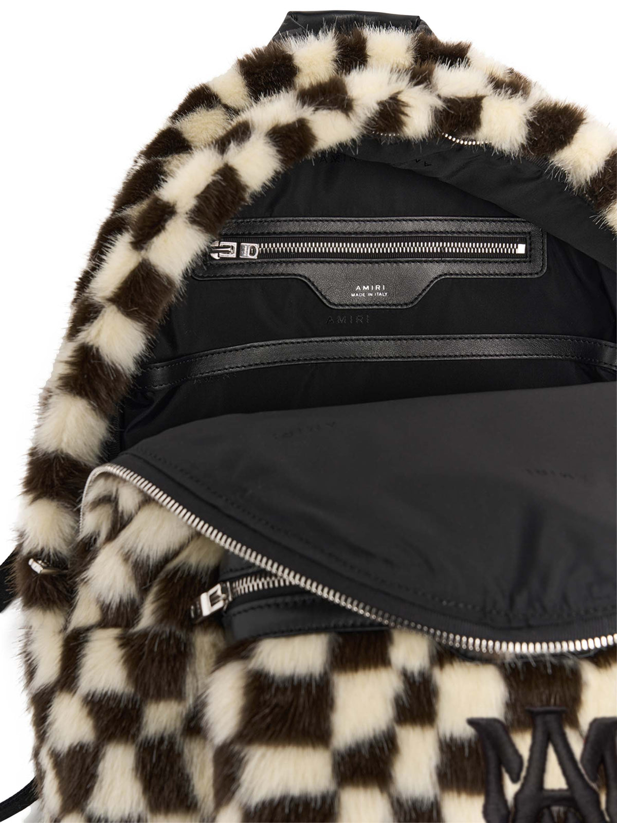 FAUX FUR CHECKERED BACKPACK
