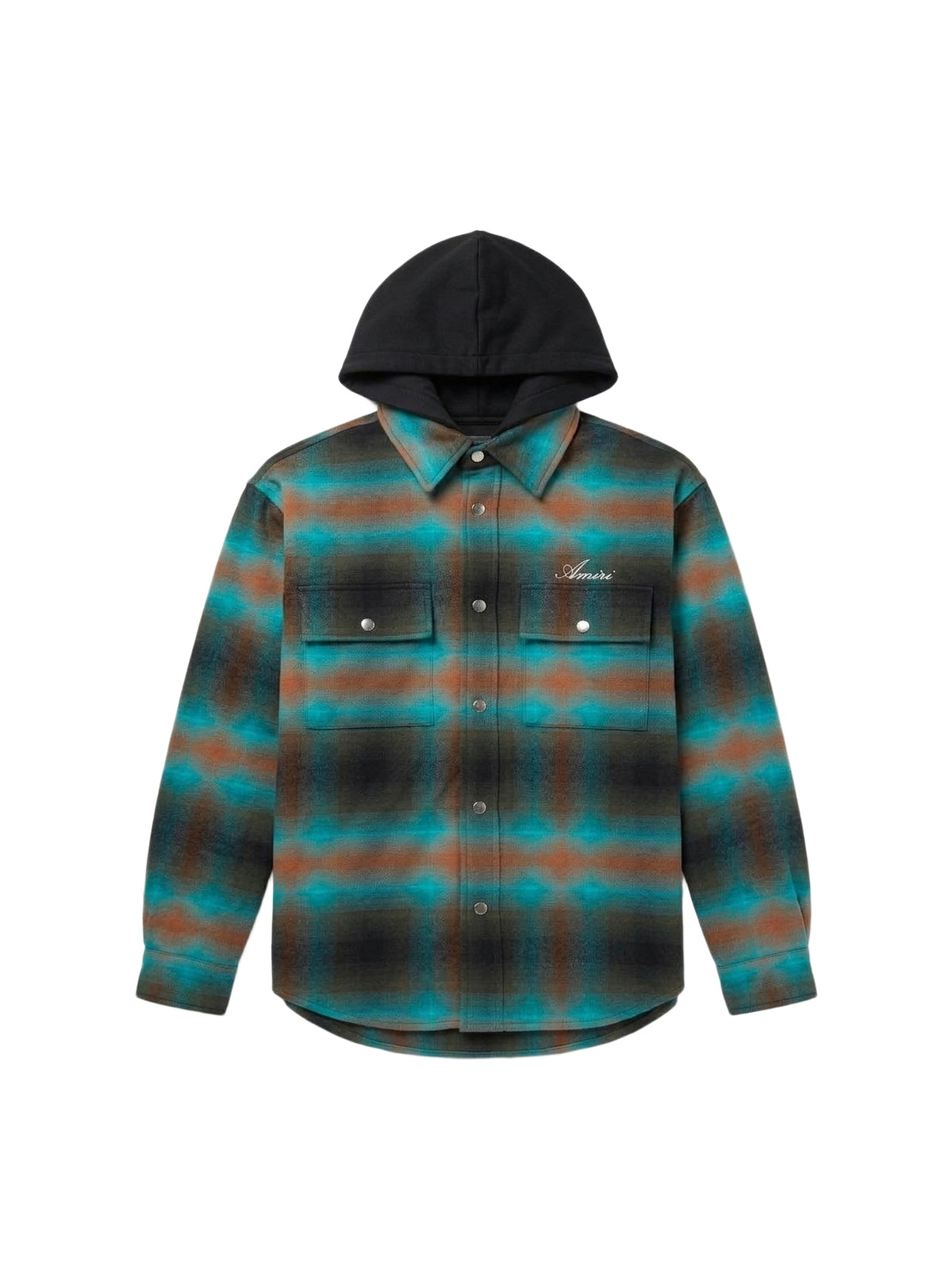 PLAID HOODED PADDED OVERSHIRT