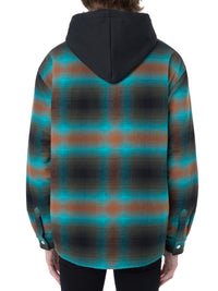 PLAID HOODED PADDED OVERSHIRT