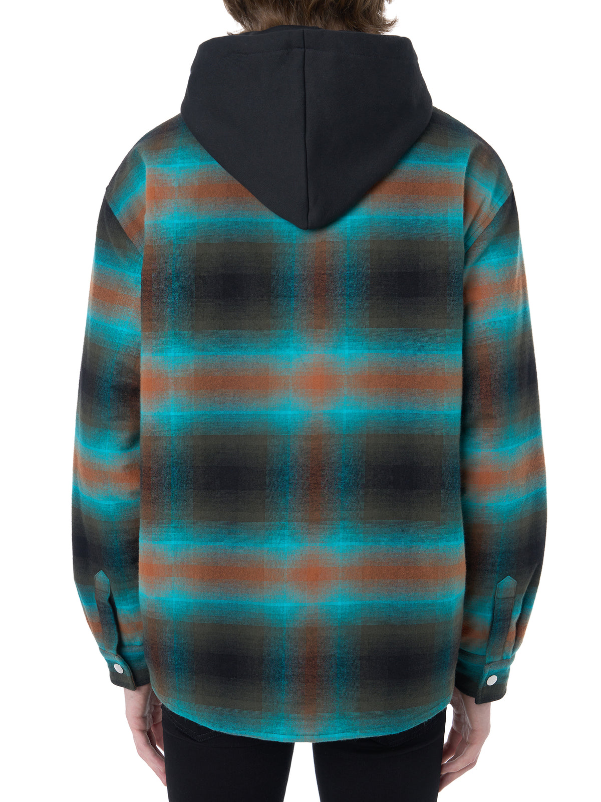 PLAID HOODED PADDED OVERSHIRT