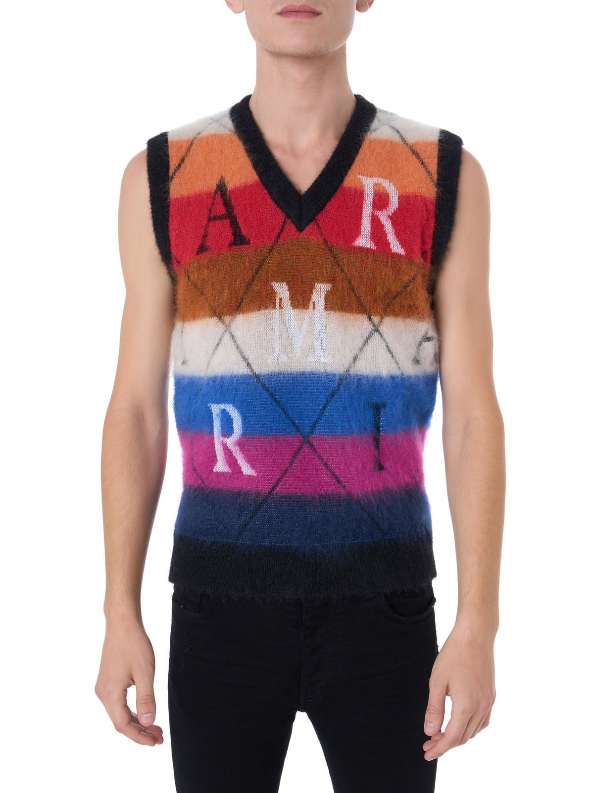 AMIRI ARGYLE STRIPE GILET