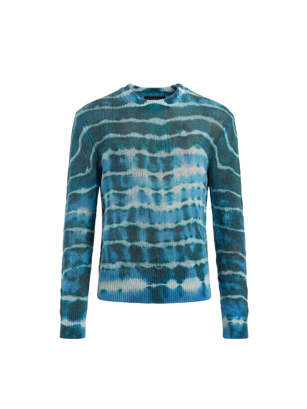Open-knit tie-dye cashmere T-shirt - Blue