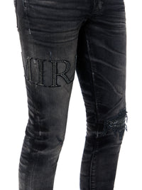 CRYSTAL EMBELLISHED LOGO JEAN