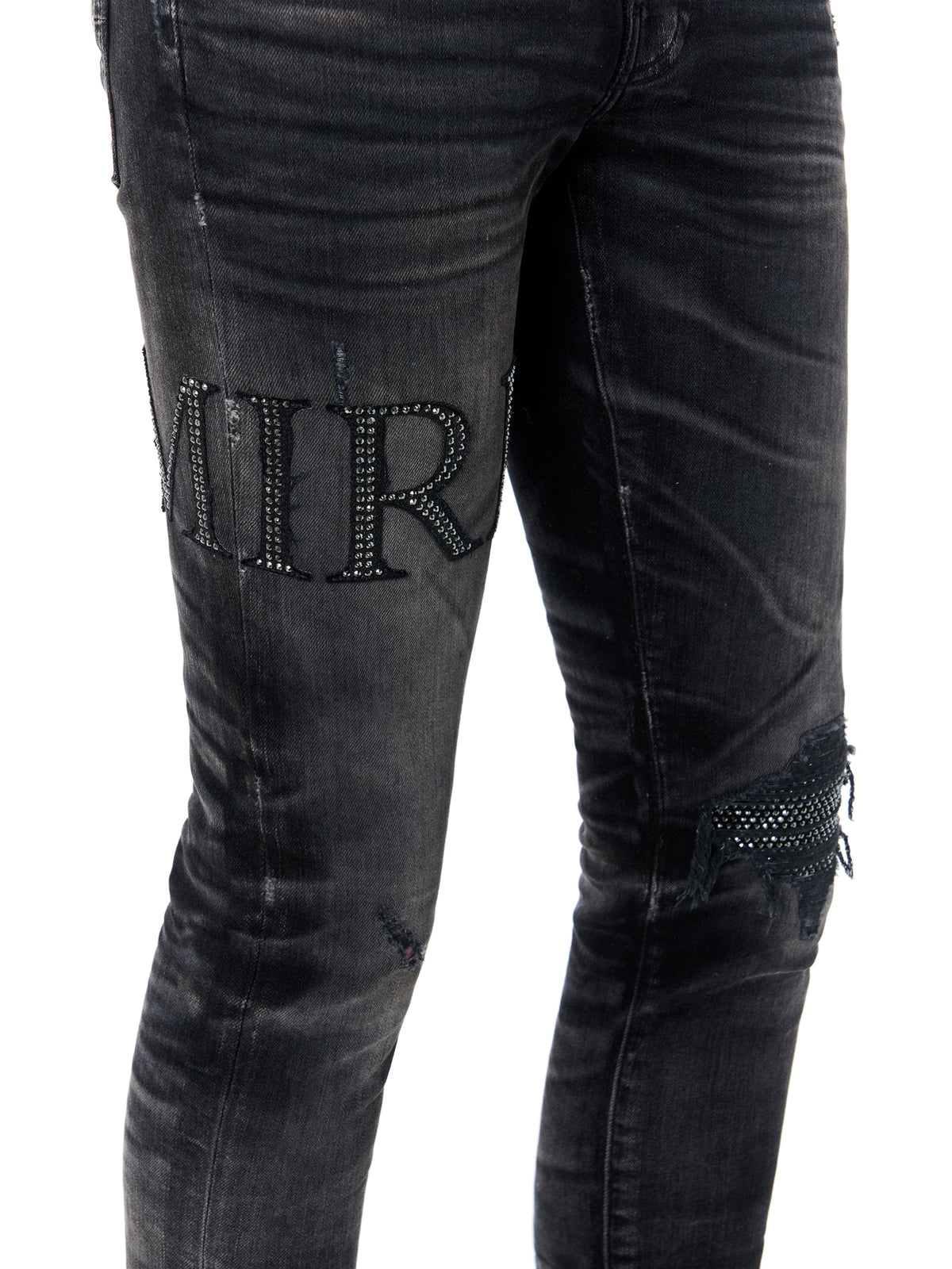 CRYSTAL EMBELLISHED LOGO JEAN