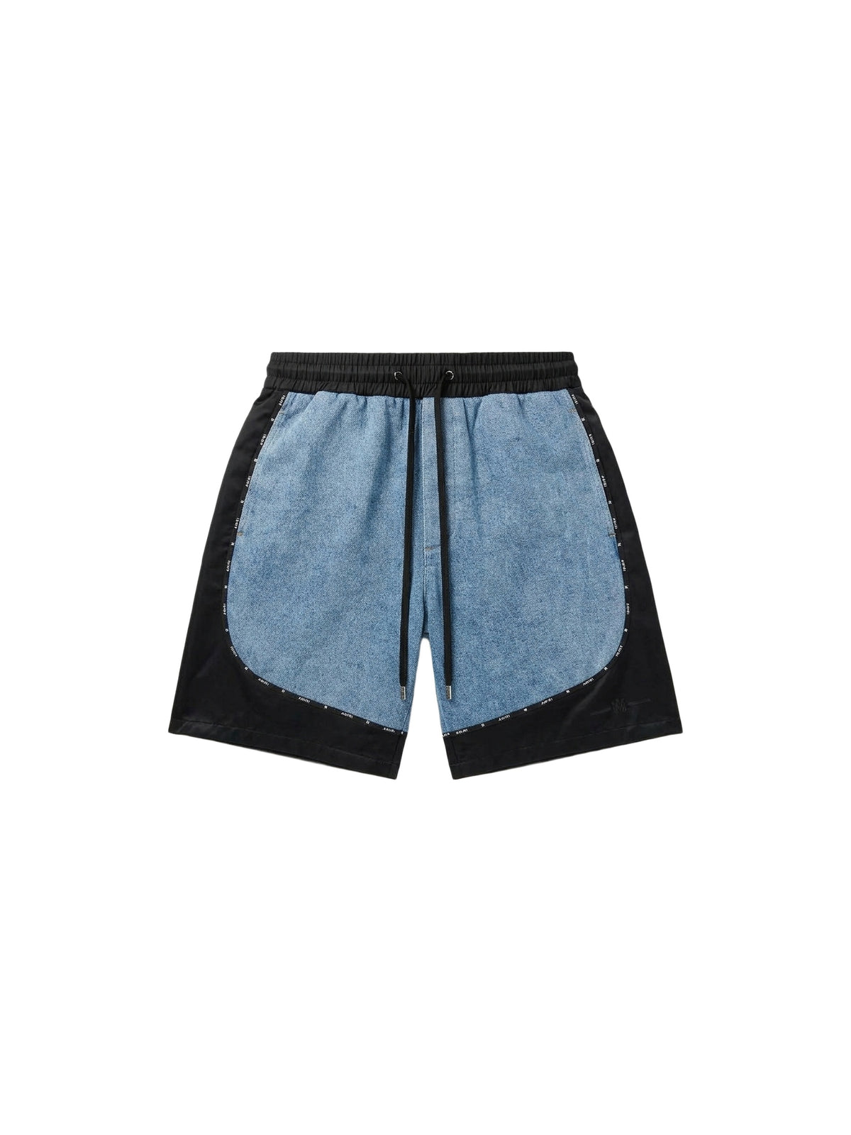 SATIN/DENIM COLOR BLOCK SHORT